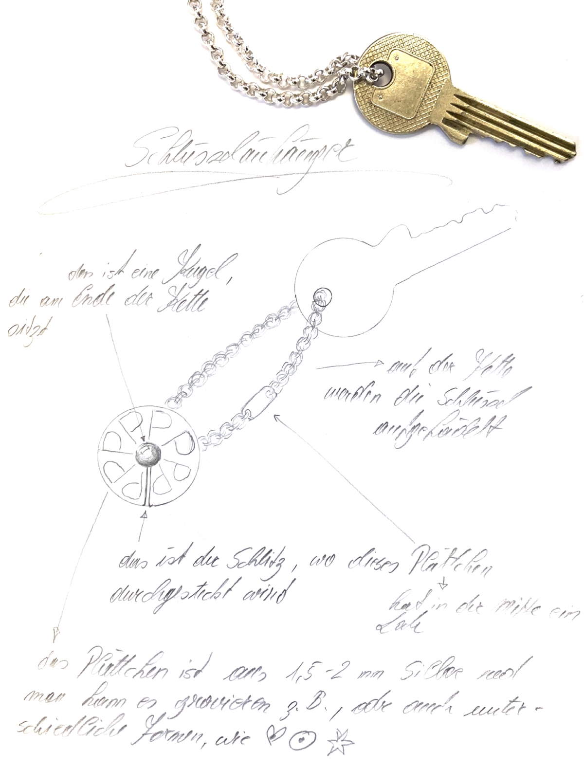 Entwurfszeichnung des Schlüsselanhängers.